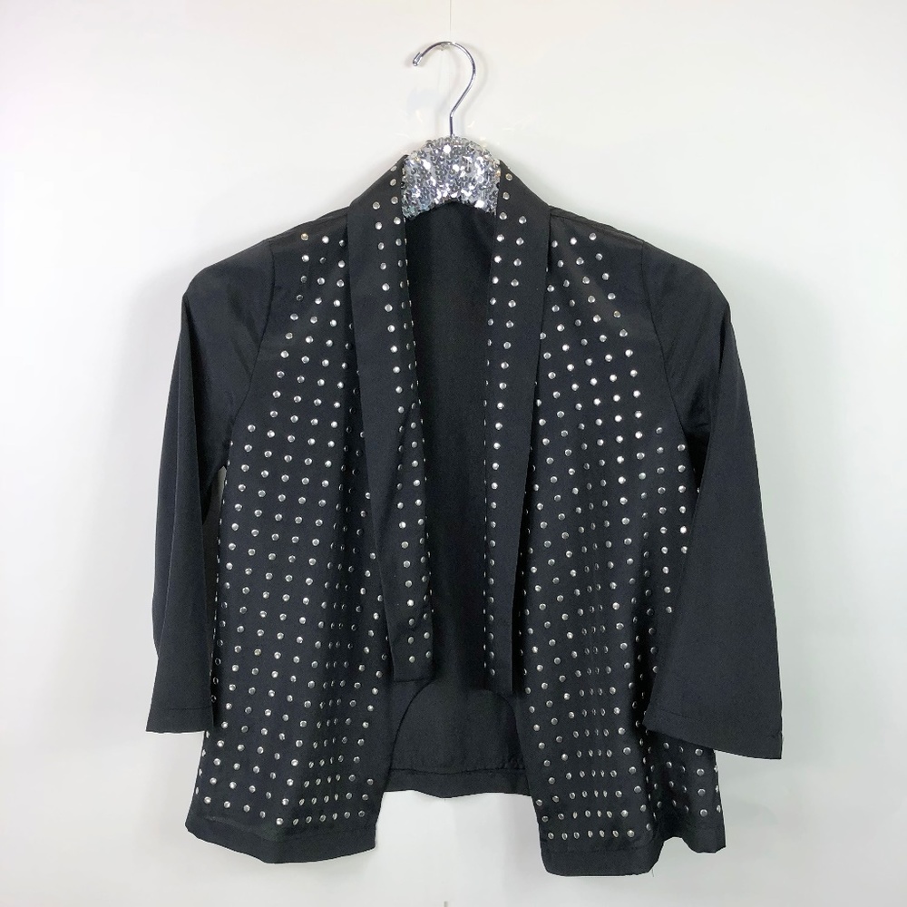 Rock and Republic Black Studded Blazer Silver SZ 2 - Picture 2 of 8